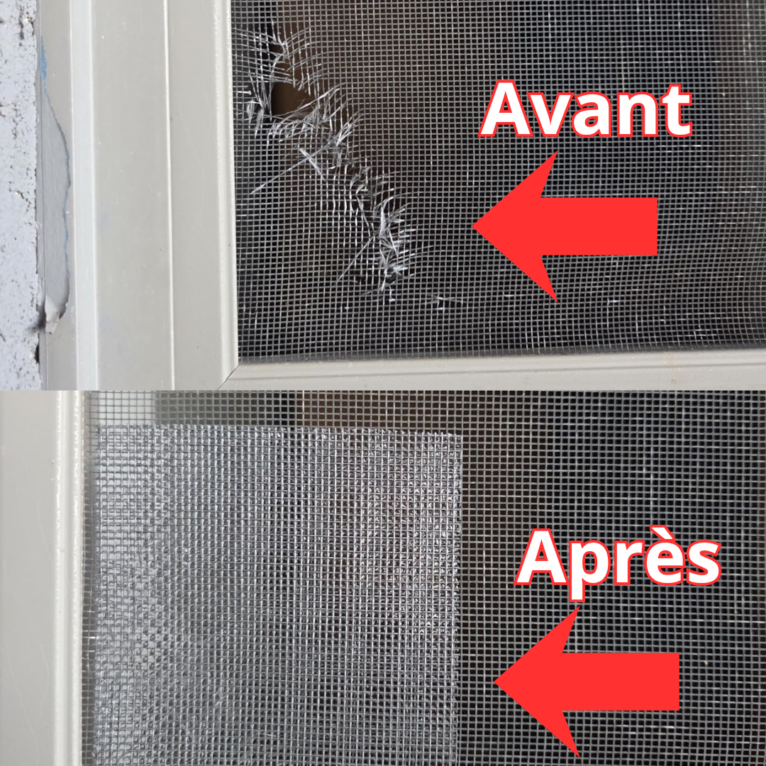Avant et après réparation du grillage