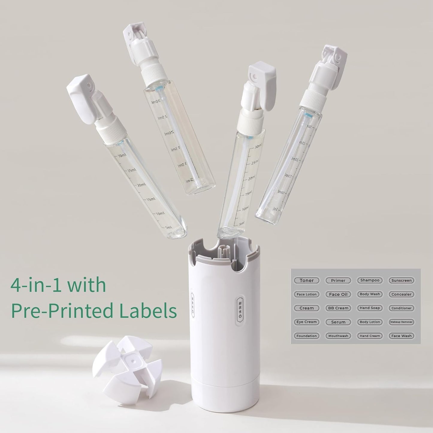 Flacons distributeurs echargeables 4 en 1